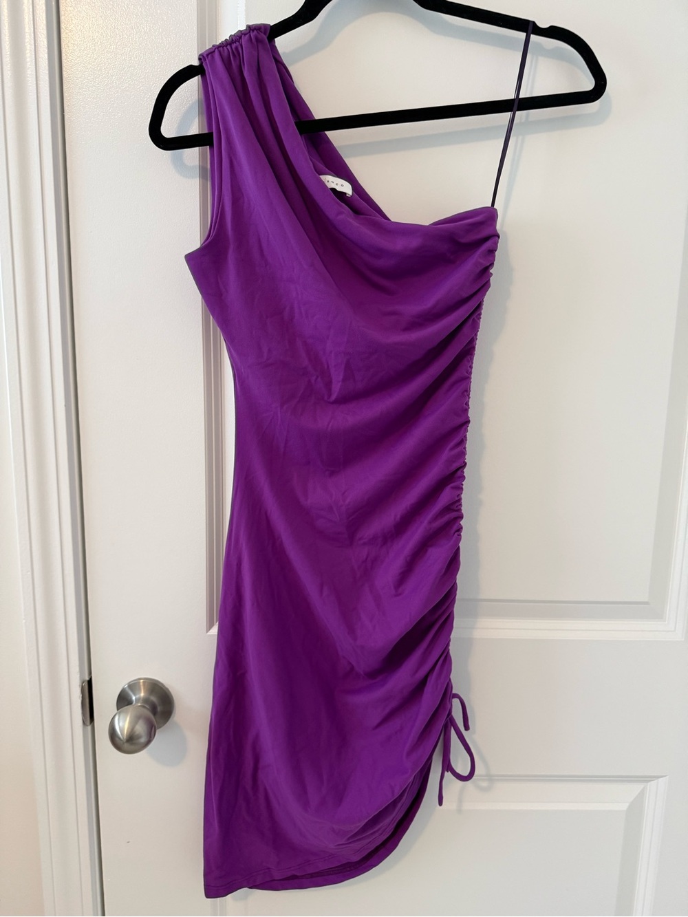 Susana Monaco One-Shoulder Purple Ruched Mini Dress S